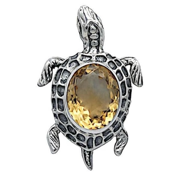Cute citrine and amethyst turtle pendant - Picture 1 of 2